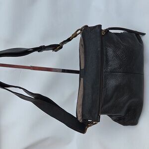 Margot Black Leather Messenger Bag